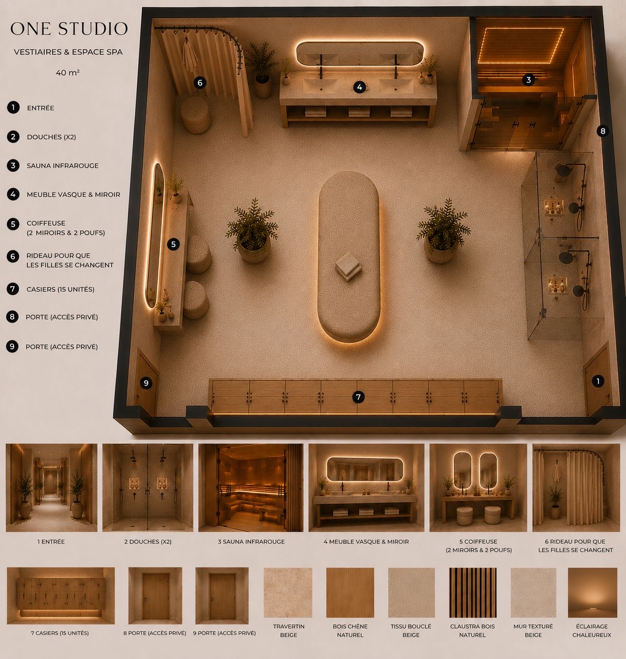 Espace vestiaires & spa, One Studio